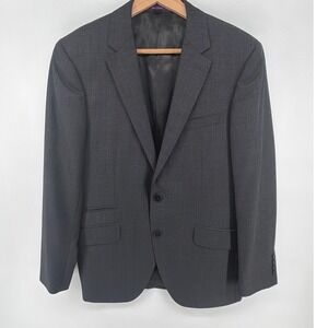 Bartorelli Napoli Gray Blue Windowpane Wool Blazer Super 150s Wool 38S 0802